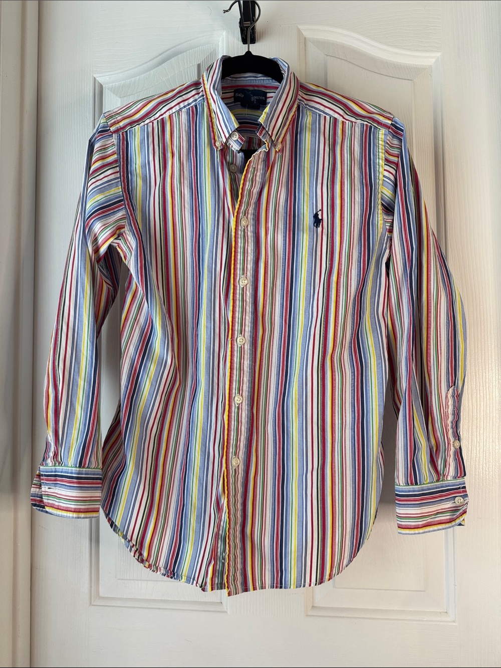Ralph Lauren Multistripe Cotton Button-Down Shirt in Red, Blue, Yellow (BB)